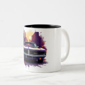 Classic Car Mug with Urban Sunset Graffiti Style Zweifarbige Tasse (VorderseiteRechts)