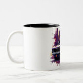 Classic Car Mug with Urban Sunset Graffiti Style Zweifarbige Tasse (Links)