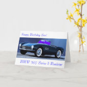 Classic Car postcard Karte (Gelbe Blume)