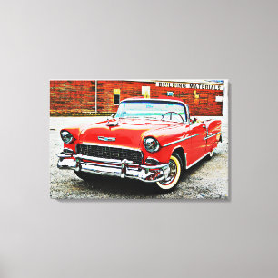 Classic Car Red Bel Air Poster Art Leinwand