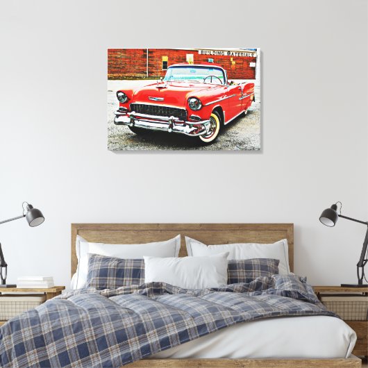 Classic Car Red Bel Air Poster Art Leinwand (Insitu (Schlafzimmer))