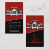 Classic Car Red Black Modernes Abstraktes Foto Visitenkarte (Vorne/Hinten)