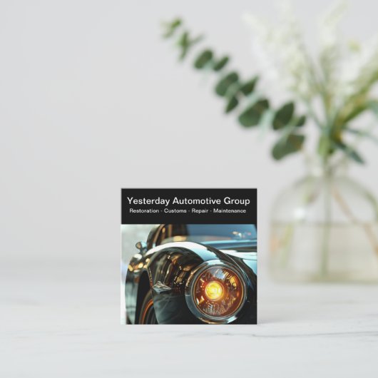 Classic Car Restoration Mechanical Business Cards Quadratische Visitenkarte (Stehend Vorderseite)