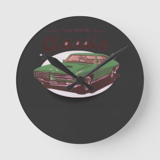 Classic Car Show Runde Wanduhr (Vorderseite)