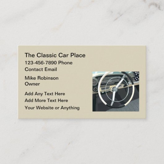 Classic Car Theme Automotive Business Cards Visitenkarte (Vorderseite)