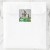 Classic Car Weihnachten Quadratischer Aufkleber (Tasche)