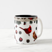 Classic Cardinal Birds Nordic Knit Two-Tone Zweifarbige Tasse (VorderseiteRechts)