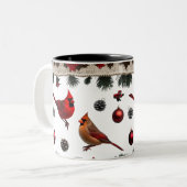 Classic Cardinal Birds Nordic Knit Two-Tone Zweifarbige Tasse (Vorderseite Links)