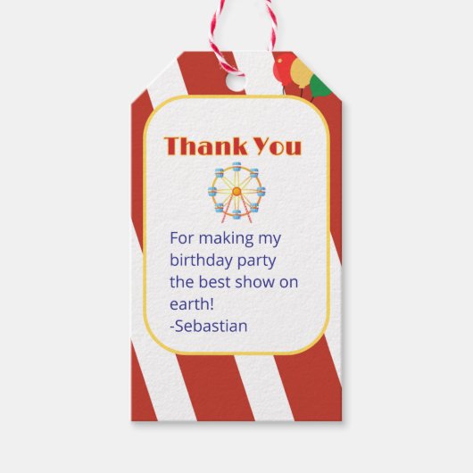 Classic Carnival Zelt "Vielen Dank" Liebesmarken Geschenkanhänger (Vorderseite)