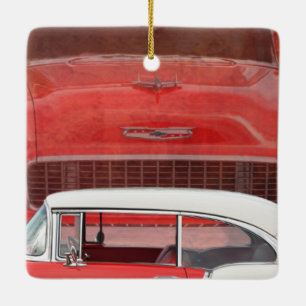 Classic Cars Chevy Bel Air Dodge Red White Vintag Keramikornament
