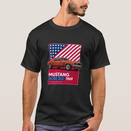 Classic Cars Mustang Mach Boss 302 1969 T-Shirt (Vorderseite)