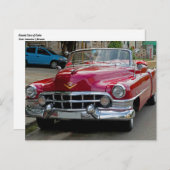 Classic Cars of Cuba Fire Motor Red Convertible Postkarte (Vorne/Hinten)