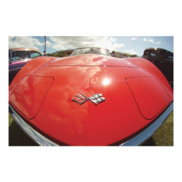 Classic Cars Red Corvette Vorderseite GoPro Weitwi Fotodruck