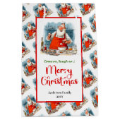 Classic Cartoon Santa Claus whimsical holiday Mittlere Geschenktüte (Vorderseite)