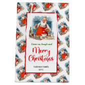 Classic Cartoon Santa Claus whimsical holiday Mittlere Geschenktüte (Rückseite)