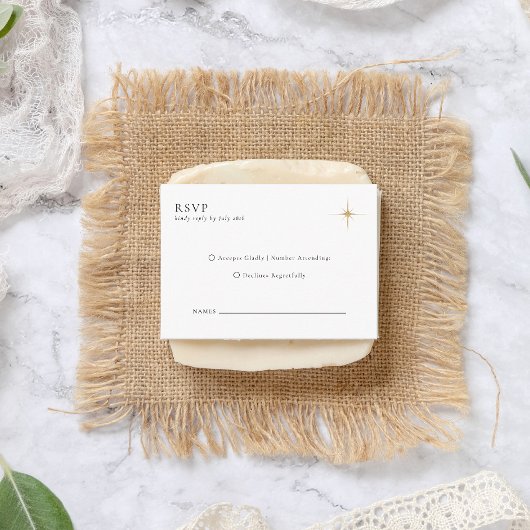 Classic Celestial Gold Stars Wedding RSVP Begleitkarte