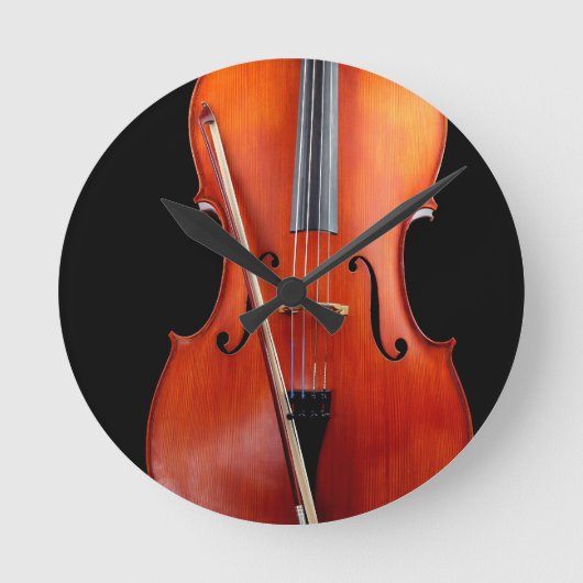 Classic cello on black runde wanduhr (Vorderseite)