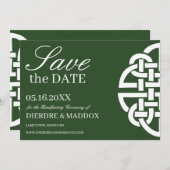 Classic Celtic Knot Green Handfasts Save The Date (Vorne/Hinten)