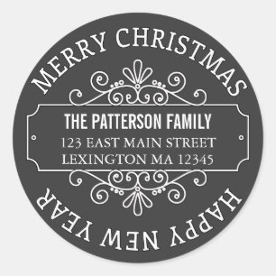 Classic Chalkboard Frohe Weihnachtsmarke Runder Aufkleber
