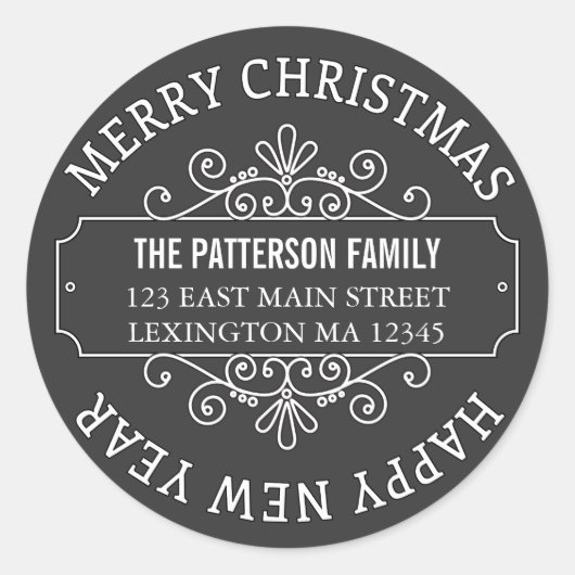Classic Chalkboard Frohe Weihnachtsmarke Runder Aufkleber (Vorderseite)