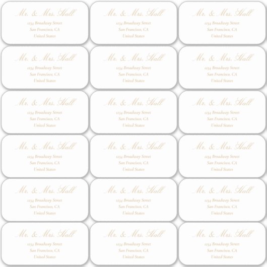 Classic Champagne Wedding Guest Address Labels (Vorderseite)
