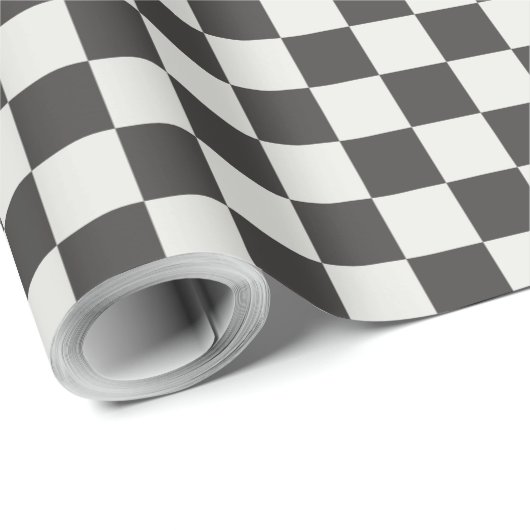 Classic Charcoal Black & Cream Gingham Geschenkpapier (Rolleneckpunkt)