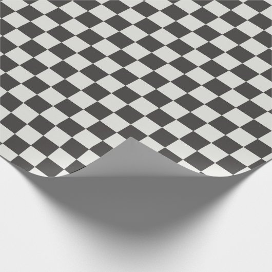 Classic Charcoal Black & Cream Gingham Geschenkpapier (Ecke)