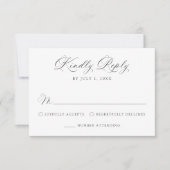 Classic Charcoal Calligraphy Wedding RSVP Karte (Vorderseite)