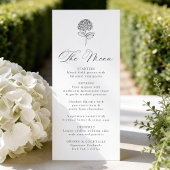 Classic Charcoal Hydrangea Wedding Menükarte