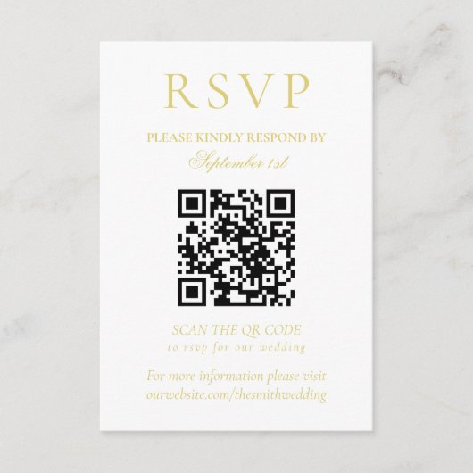Classic Chartreuse Minimalist Wedding QR Code RSVP Karte (Vorderseite)