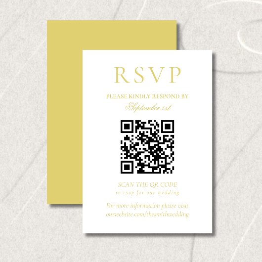 Classic Chartreuse Minimalist Wedding QR Code RSVP Karte