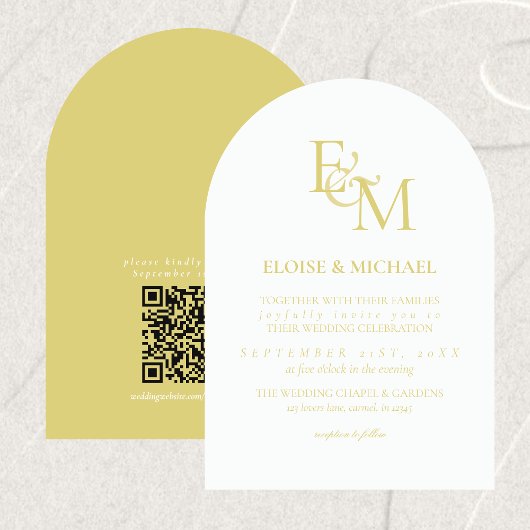 Classic Chartreuse Monogram Minimalist Wedding Einladung