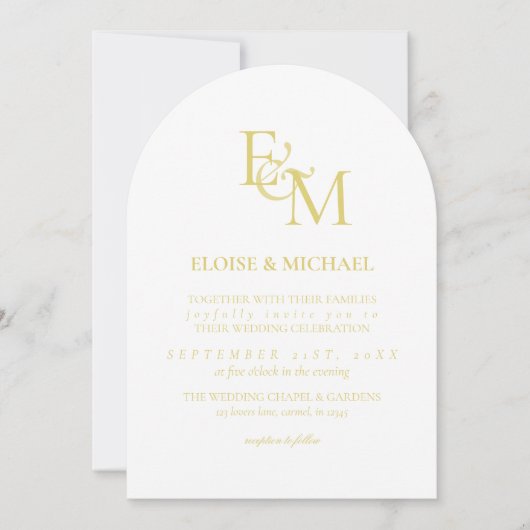 Classic Chartreuse Monogram Minimalist Wedding Einladung (Vorderseite)