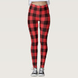 Classic Checked Red and Black Buffalo Kariert Leggings<br><div class="desc">Machen Sie ein Modestatement mit einem roten und schwarzen Büffel karierte Leggings.</div>