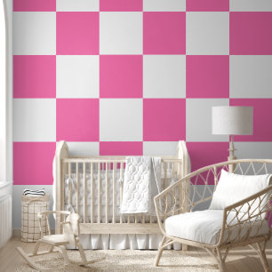 [Classic Checkerboard] Rosa und weiße 12" Quadrate Tapete