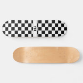 Classic Checkered Black and White Custom Initials Skateboard (Horizontal)