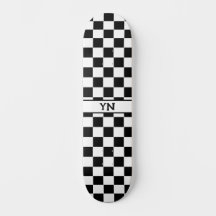 Classic Checkered Black and White Custom Initials