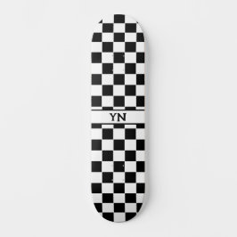 Classic Checkered Black and White Custom Initials Skateboard