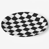 Classic Checkered I Bleed Racing Karo Schwarz-weiß Pappteller (Schrägansicht)