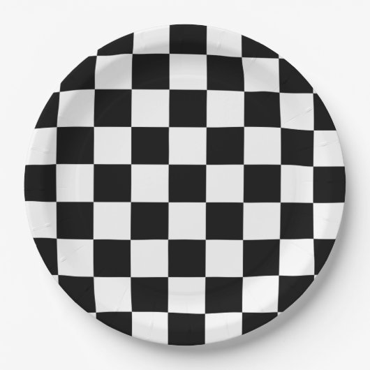 Classic Checkered I Bleed Racing Karo Schwarz-weiß Pappteller (Vorderseite)