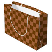 Classic Checkered Pattern: Brown and Tan Square Große Geschenktüte (Rückseite Schrägansicht)