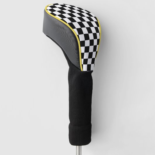 Classic Checkered Racing Sport Karo Schwarz-weiß Golf Headcover (angewinkelt)