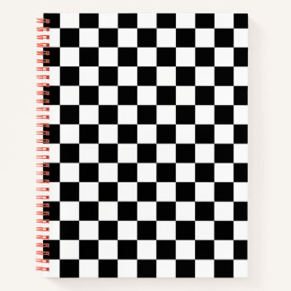 Classic Checkered Racing Sport Karo Schwarz-weiß Notizbuch
