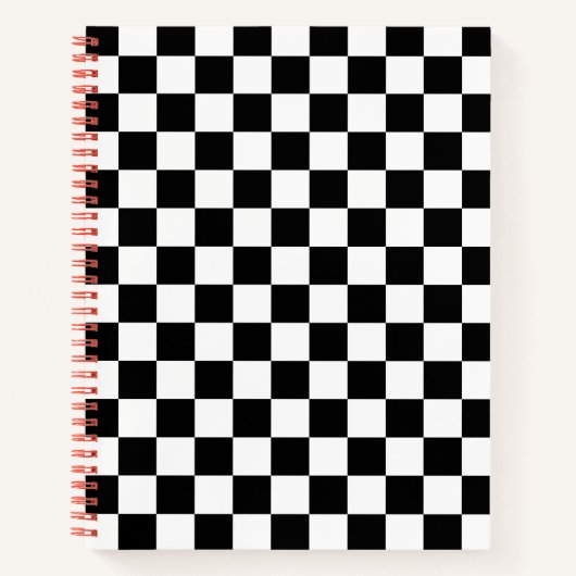 Classic Checkered Racing Sport Karo Schwarz-weiß Notizbuch (Vorderseite)