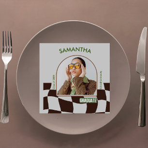 Classic Checkered Retro Graduation Party Tableware Serviette