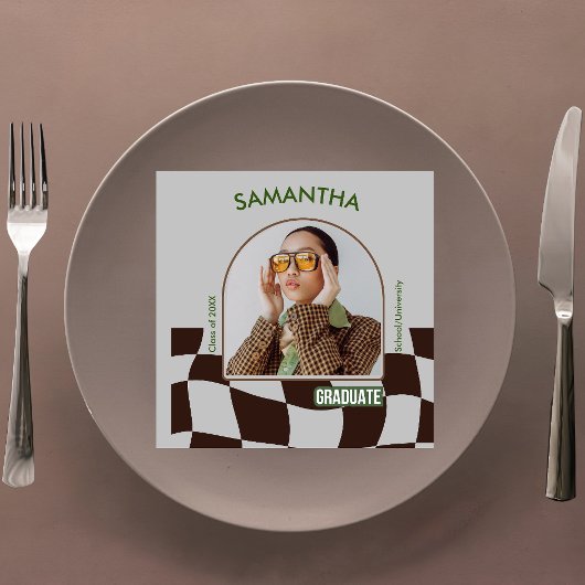 Classic Checkered Retro Graduation Party Tableware Serviette