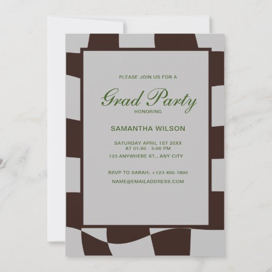 Classic Checkered Retro Unikate Graduation Party Einladung (Rückseite)