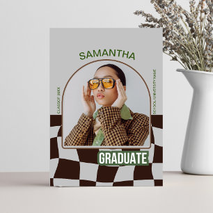 Classic Checkered Retro Unikate Graduation Party Einladung