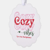 Classic Cheer Cozy Vibes Retro Weihnachtsfest Foto Ornament Karte (Links)