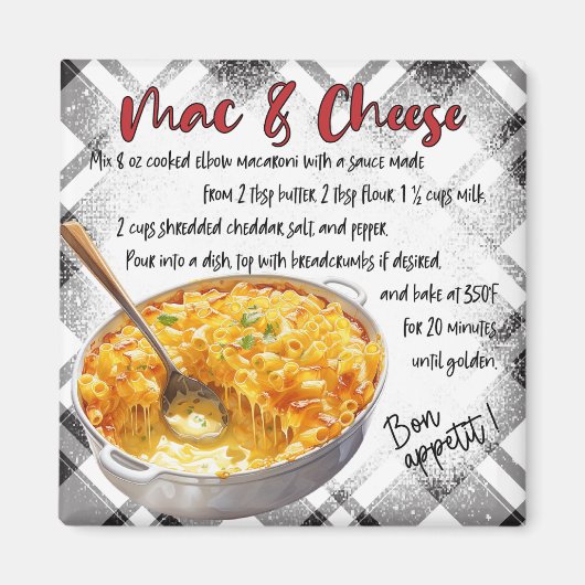 Classic Cheesy Macaroni & Cheese Recipe Kitchen Magnet (Vorne)